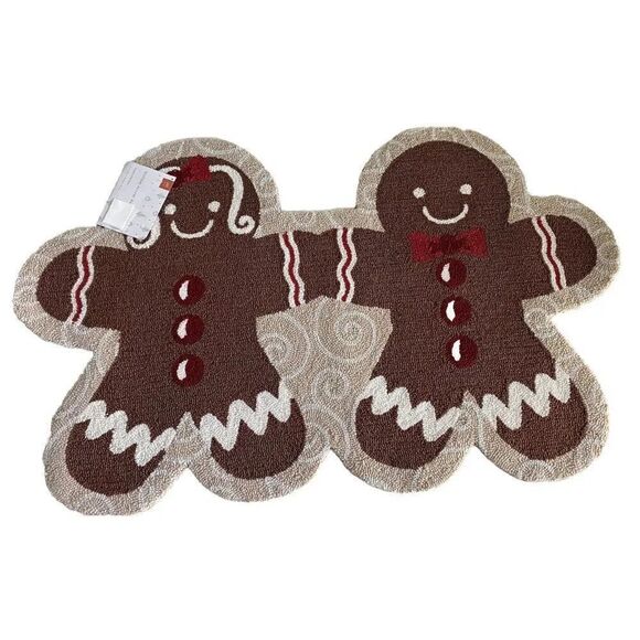 Loloi Gingerbread Boy Girl Indoor Holiday Accent Rug  Cookie Floor Mat Doormat - Picture 1 of 12
